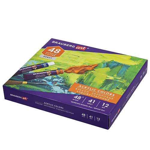 Краски BRAUBERG Краски акриловые художественные ART DEBUT в тюбиках